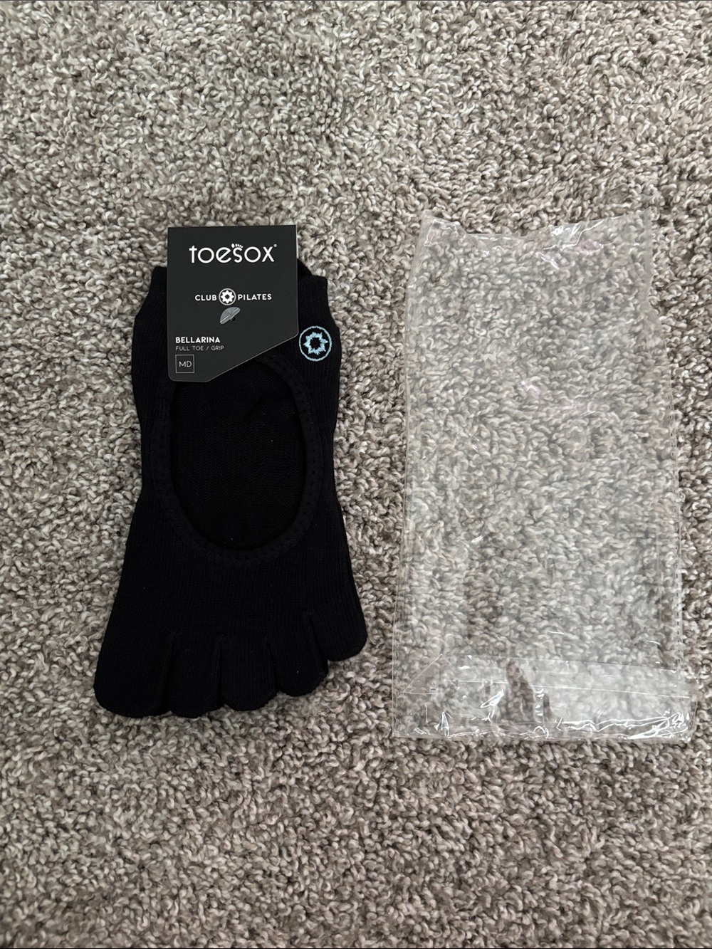 toesox Black Ballerina Grip Toe Socks - Low Cut Pilates Socks